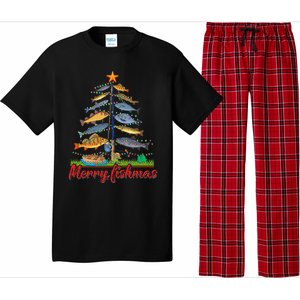 Merry Fishmas Funny Fisher Christmas Tree Fishing Pajama Pajama Set