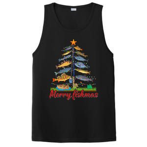 Merry Fishmas Funny Fisher Christmas Tree Fishing Pajama PosiCharge Competitor Tank