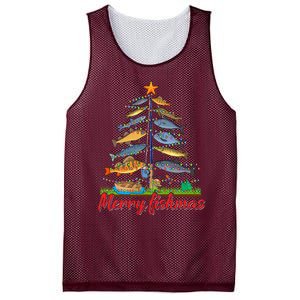 Merry Fishmas Funny Fisher Christmas Tree Fishing Pajama Mesh Reversible Basketball Jersey Tank