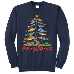 Merry Fishmas Funny Fisher Christmas Tree Fishing Pajama Sweatshirt