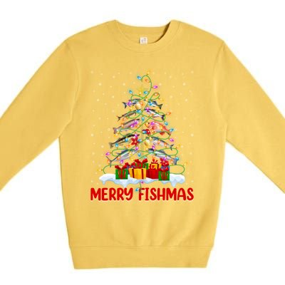 Merry Fishmas Funny Christmas Tree Fishing Lover Meaningful Gift Premium Crewneck Sweatshirt