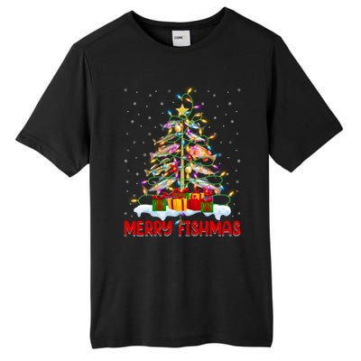 Merry Fishmas Funny Christmas Tree Fishing Lover Meaningful Gift Tall Fusion ChromaSoft Performance T-Shirt