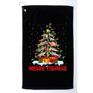 Merry Fishmas Funny Christmas Tree Fishing Lover Meaningful Gift Platinum Collection Golf Towel