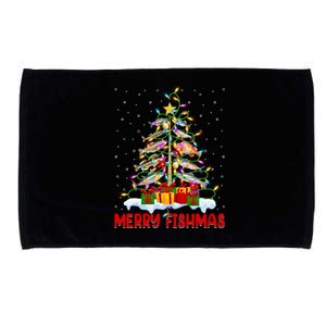 Merry Fishmas Funny Christmas Tree Fishing Lover Meaningful Gift Microfiber Hand Towel