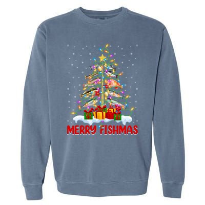 Merry Fishmas Funny Christmas Tree Fishing Lover Meaningful Gift Garment-Dyed Sweatshirt