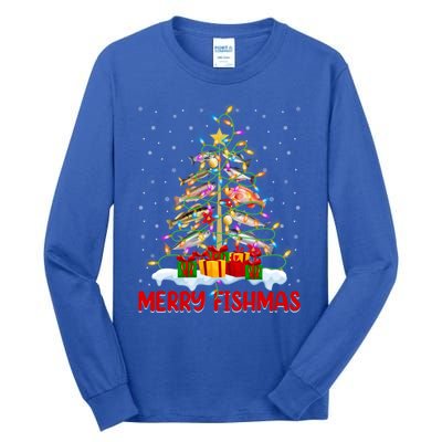 Merry Fishmas Funny Christmas Tree Fishing Lover Meaningful Gift Tall Long Sleeve T-Shirt