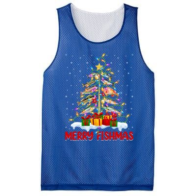 Merry Fishmas Funny Christmas Tree Fishing Lover Meaningful Gift Mesh Reversible Basketball Jersey Tank