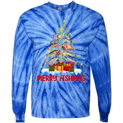 Merry Fishmas Funny Christmas Tree Fishing Lover Meaningful Gift Tie-Dye Long Sleeve Shirt