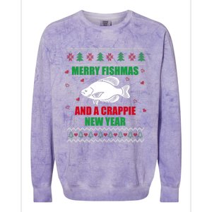 Merry Fishmas Fishing Funny Xmas Crappie For Fisherman Colorblast Crewneck Sweatshirt