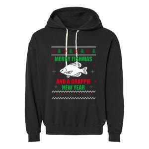 Merry Fishmas Fishing Funny Xmas Crappie For Fisherman Garment-Dyed Fleece Hoodie