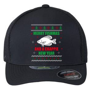 Merry Fishmas Fishing Funny Xmas Crappie For Fisherman Flexfit Unipanel Trucker Cap