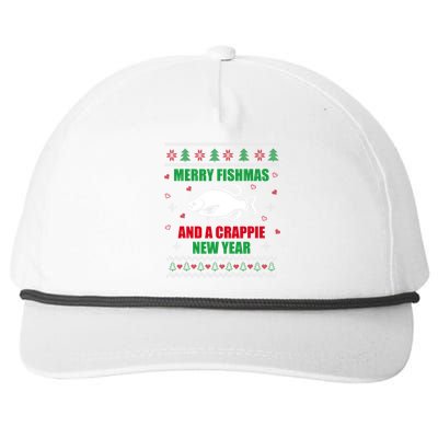 Merry Fishmas Fishing Funny Xmas Crappie For Fisherman Snapback Five-Panel Rope Hat