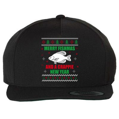 Merry Fishmas Fishing Funny Xmas Crappie For Fisherman Wool Snapback Cap