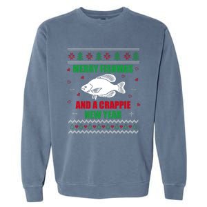 Merry Fishmas Fishing Funny Xmas Crappie For Fisherman Garment-Dyed Sweatshirt