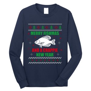 Merry Fishmas Fishing Funny Xmas Crappie For Fisherman Long Sleeve Shirt