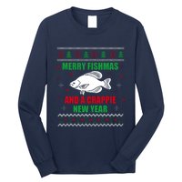 Merry Fishmas Fishing Funny Xmas Crappie For Fisherman Long Sleeve Shirt