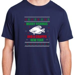 Merry Fishmas Fishing Funny Xmas Crappie For Fisherman Adult ChromaSoft Performance T-Shirt