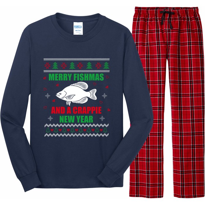 Merry Fishmas Fishing Funny Xmas Crappie For Fisherman Long Sleeve Pajama Set