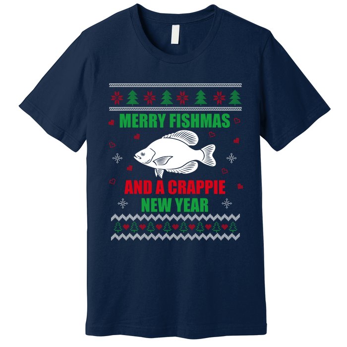 Merry Fishmas Fishing Funny Xmas Crappie For Fisherman Premium T-Shirt