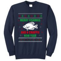 Merry Fishmas Fishing Funny Xmas Crappie For Fisherman Tall Sweatshirt