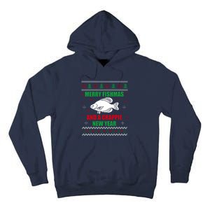 Merry Fishmas Fishing Funny Xmas Crappie For Fisherman Tall Hoodie