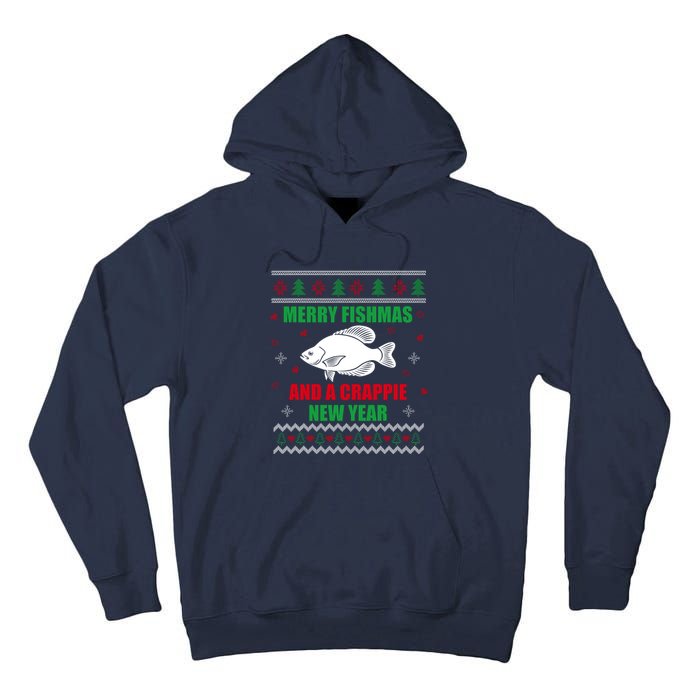 Merry Fishmas Fishing Funny Xmas Crappie For Fisherman Tall Hoodie