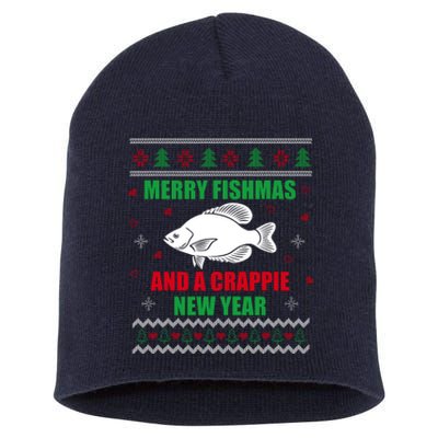 Merry Fishmas Fishing Funny Xmas Crappie For Fisherman Short Acrylic Beanie