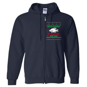 Merry Fishmas Fishing Funny Xmas Crappie For Fisherman Full Zip Hoodie