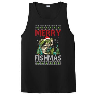 Merry Fishmas Fishing Ugly Christmas Large Mouth Bass PosiCharge Competitor Tank