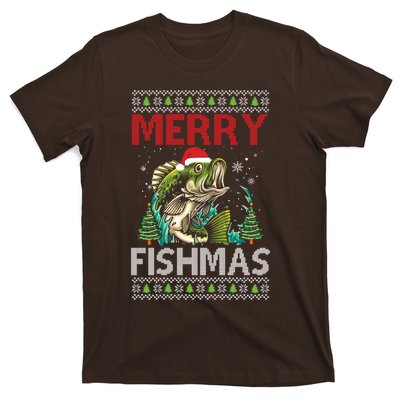 Merry Fishmas Fishing Ugly Christmas Large Mouth Bass T-Shirt