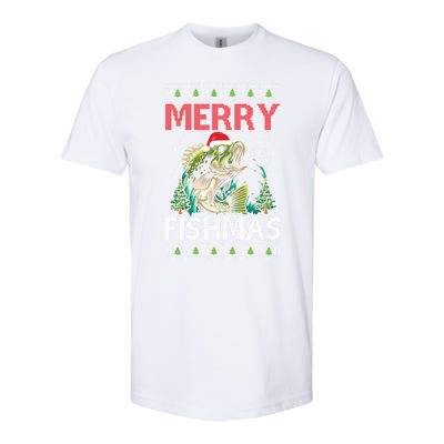 Merry Fishmas Fishing Ugly Christmas Large Mouth Bass Softstyle CVC T-Shirt