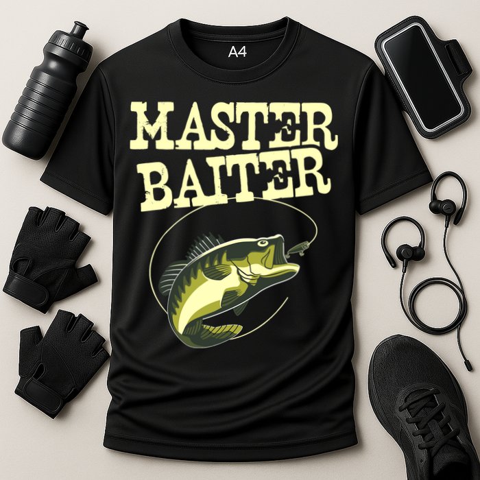 Masterbaiter Funny Fishing Fisherman Fish Master Baiter Cooling Performance Crew T-Shirt