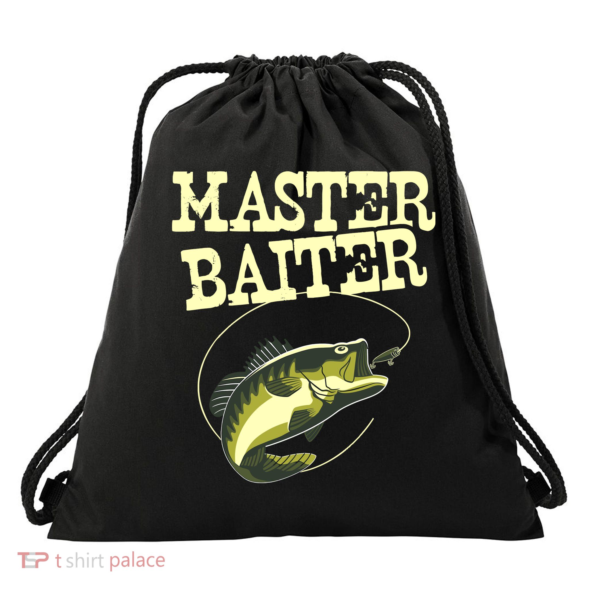 Masterbaiter Funny Fishing Fisherman Fish Master Baiter Drawstring Bag