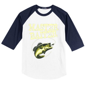 Masterbaiter Funny Fishing Fisherman Fish Master Baiter Baseball Sleeve Shirt