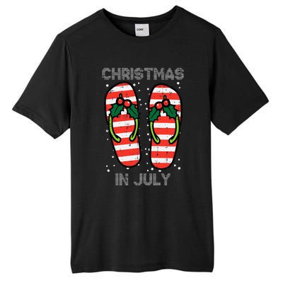 Mistletoe Flip Flops Christmas In Jully Summer Xmas Tall Fusion ChromaSoft Performance T-Shirt