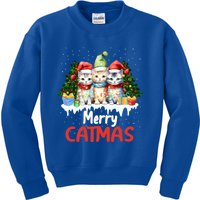 Meowy Feline Festivities Merry Catmas Christmas Cat Gift Kids Sweatshirt