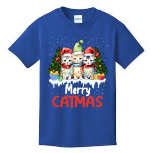 Meowy Feline Festivities Merry Catmas Christmas Cat Gift Kids T-Shirt