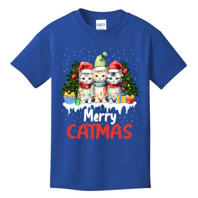 Meowy Feline Festivities Merry Catmas Christmas Cat Gift Kids T-Shirt