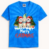 Meowy Feline Festivities Merry Catmas Christmas Cat Gift Kids Tie-Dye T-Shirt