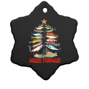 Merry Fishmas Funny Fish Fishing Fisher Christmas Xmas Meaningful Gift Ceramic Star Ornament