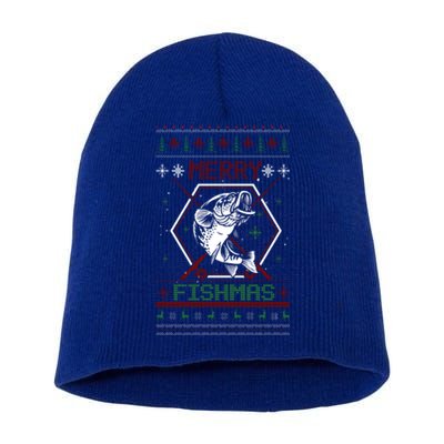 Merry Fishmas Funny Fish Fishing Fisher Ugly Christmas Gift Short Acrylic Beanie