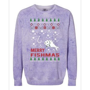 Merry Fishmas Fishing Ugly Christmas Style Meaningful Gift Colorblast Crewneck Sweatshirt