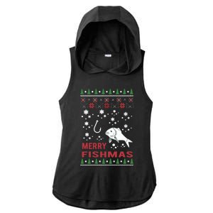 Merry Fishmas Fishing Ugly Christmas Style Meaningful Gift Ladies PosiCharge Tri-Blend Wicking Draft Hoodie Tank