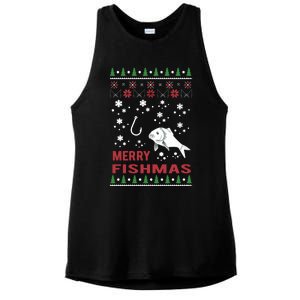 Merry Fishmas Fishing Ugly Christmas Style Meaningful Gift Ladies PosiCharge Tri-Blend Wicking Tank