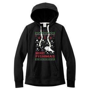 Merry Fishmas Fishing Ugly Christmas Style Meaningful Gift Women's Fleece Hoodie