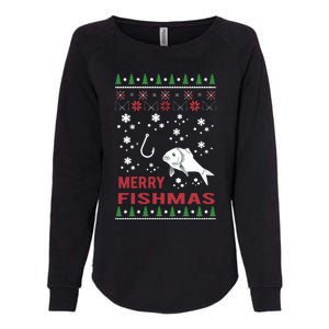 Merry Fishmas Fishing Ugly Christmas Style Meaningful Gift Womens California Wash Sweatshirt