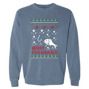 Merry Fishmas Fishing Ugly Christmas Style Meaningful Gift Garment-Dyed Sweatshirt