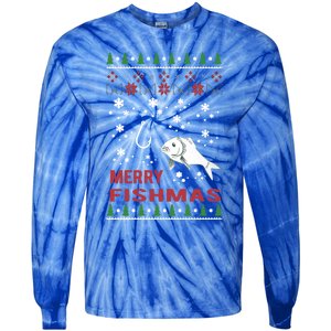 Merry Fishmas Fishing Ugly Christmas Style Meaningful Gift Tie-Dye Long Sleeve Shirt