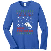 Merry Fishmas Fishing Ugly Christmas Style Meaningful Gift Ladies Long Sleeve Shirt