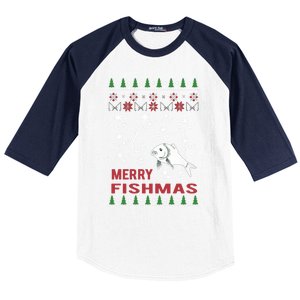 Merry Fishmas Fishing Ugly Christmas Style Meaningful Gift Baseball Sleeve Shirt